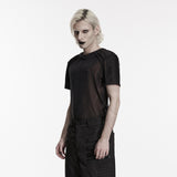 Morrigan Men's Gothic Mesh T-shirt in Black
