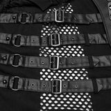 Thanathos Punk Distressed Fishnet Buckle Vest Men's