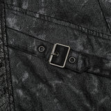 Alcyone Gothic Distressed Faux Leather Studded Hooded Coat Men's
