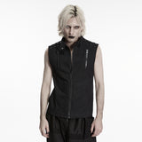 Harrow Men's Gothic Zipped Sleeveless Jacket in Black