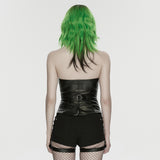 Tenebrae Women's Gothic Faux Leather Zipped Top in Black