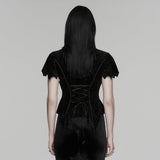 Crimson Elegy Women's Gothic Lace Top  in Black