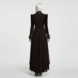 Cochineal Women's Gothic Dress with Velvet Fabric in Black & Red
