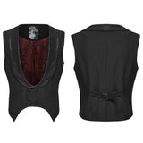 Moroi Men's Gothic Ritual Tale Pointed Hem Waistcoat in Black