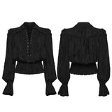 Styx Noir Women's Gothic Lace Up Blouse in Black