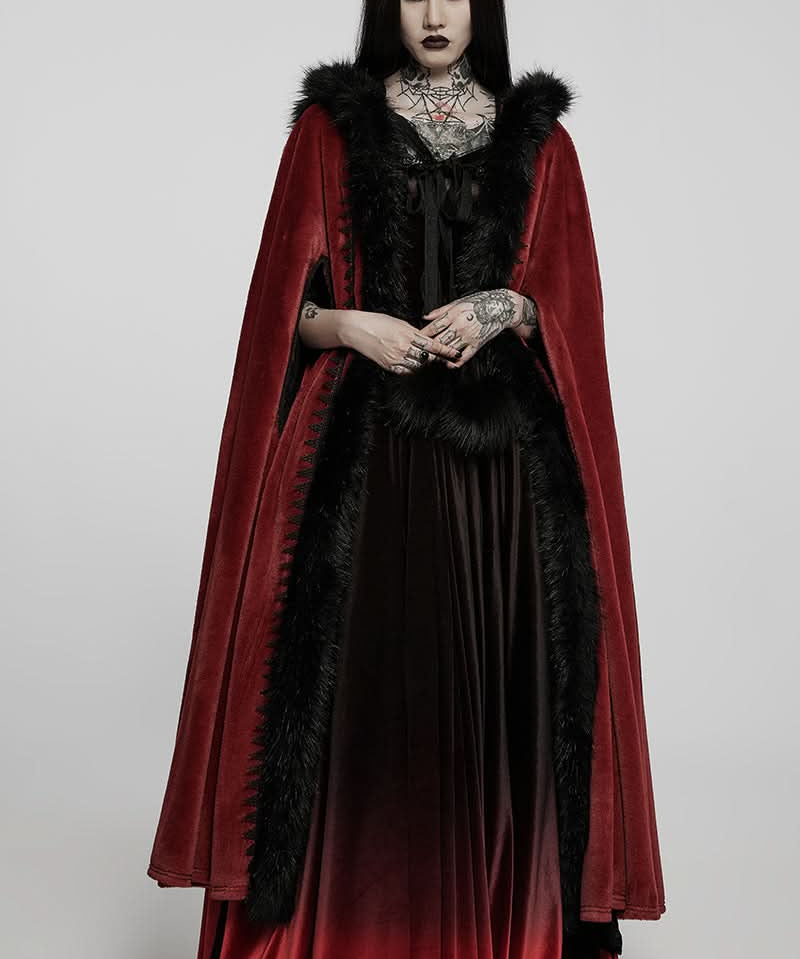 Siberia Fur Cloak (Red) - PunkRave