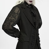 Nemean Men's Gothic Jacquard Long Waistcoat in Black