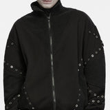 Vault Men's Gothic Eyelets Zipped Jacket in Black
