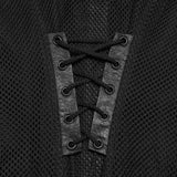 Bone Dirge Women's Gothic Faux Leather Blouse with Mesh Panel Inserts in Black