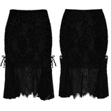 Hellebore Women's Gothic Skirt with Lace Fabric in Black