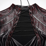 Bitter Root Women's Faux Leather Top with Lacing Detail in Black and Red