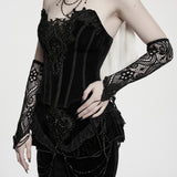 Glyph Women's Gothic Gloves with Beaded Lace in Black