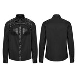 Cloven Punk Studded Faux Leather Harness Shirt Men's
