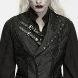 Lorgnette Men's Gothic Jacquard Asymmetrical Strap Vest in Black