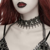 Vesper Cross Lace Choker
