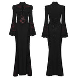 Lemures Women's Gothic Dark Contrasting Dress in Black & Red