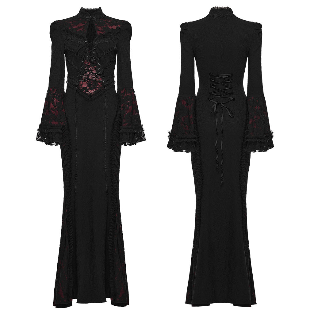 Lemures Women's Gothic Dark Contrasting Dress in Black & Red – PunkRave