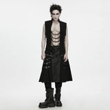 Magic Lantern Men's Punk Abyss Chain Stand-Collar Vest in Black
