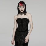 Crimson Elegy Women's Gothic Corset with Lacing in Black