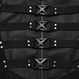 Nether Gothic Wool Lace-Up Faux Leather Harness Coat Men's