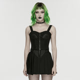 Henbane Women's Gothic Corset with Studded Details in Black