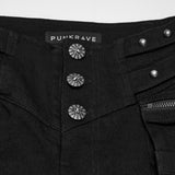 Belladonna Gothic Buckle and Studs Denim Skinny Pants