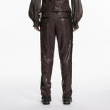Vigil Men's Gothic Faux Leather Cyberpunk pants in Coffee