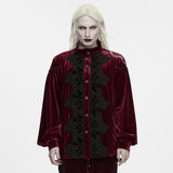 Klingsor Men's Gothic Velvet Dandy Shirt in Red
