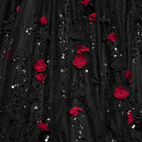 Dead Calm Women's Gothic Ballgown Dress in Black & Red
