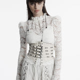 Proserpine Women's Steampunk Studded Underbust Corset in White