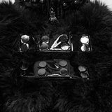 Inanna Women's Gothic Faux Leather coat with Faux Fur Trim in Black