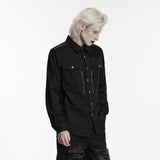 Carmilla Men's Gothic Shirt with Studded Shoulders in Black