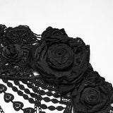 Ulalume Women's Gothic Lace Rose Hip Chain Harness in Black