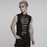 Cenotaph Gothic Fishnet Faux Leather Sleeveless Vest Men's