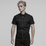 Alphard Gothic Cotton Eyelet Short-Sleeve Shirt Men's