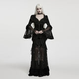 Augury Women's Gothic Blouse with Lace Fabric in Black