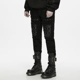 Dusky Men's Punk Decadent Techwear Pants in Black