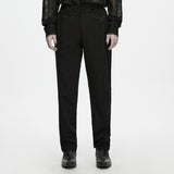 Guignol Men's Dark Embossed Trimmed Trousers in Black