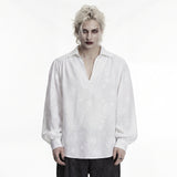 Cenotaph Men's Gothic Shirt with Paisley Embroidery in White