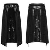 Hermit Men's Punk Faux Leather Overskirt in Black