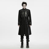 Roderick Men's Dark Military Armor Punk Coat in Black