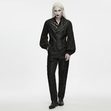 Lorgnette Men's Gothic Jacquard Asymmetrical Strap Vest in Black