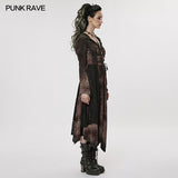 Carcosa Women's Punk Hooded Distressed Knit Coat in Black & Coffee