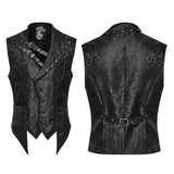 Lorgnette Men's Gothic Jacquard Asymmetrical Strap Vest in Black