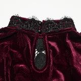 Cockatrice Women's Gothic Top with Velvet in Red