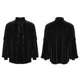 Hawthorn Men's Gothic Velvet Lace-Up Shirt in Black