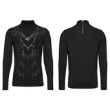 Aubergine Men's Punk Personality T-shirt in Black
