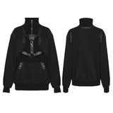Commedia Women's Punk Half-Zip Sweatshirt with Harness in Black