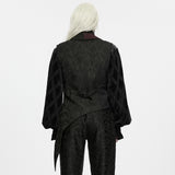 Tristan Men's Gothic Asymmetrical Tailcoat Vest in Black & Red
