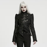 Belladonna Women's Gothic Coat with Metal Buckles in Black